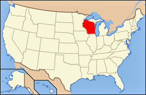 USA state showing location of Wisconsin